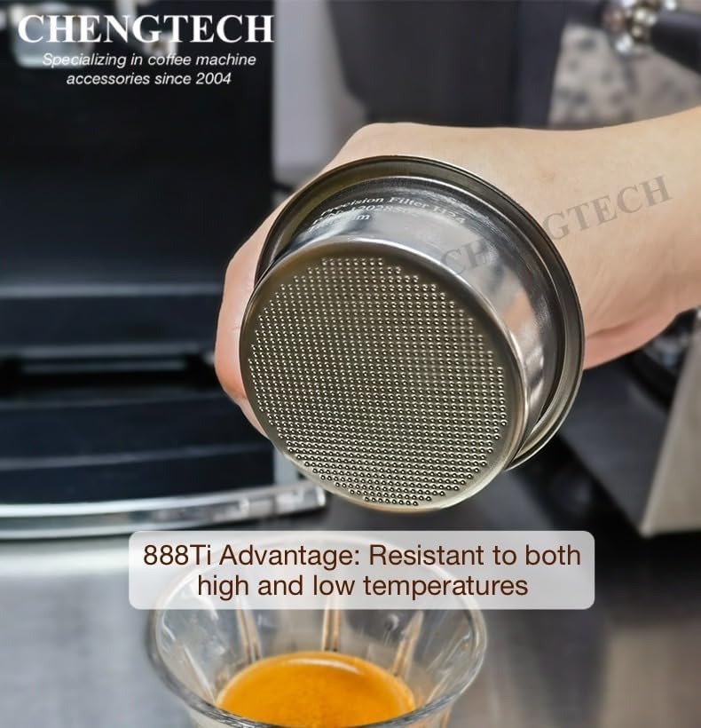 Chengtech 58mm 18g 888Ti Titanium Espresso Filter Basket – Precision 888 Holes, Straight-Walled Flat Bottom, Ridgeless for Balanced Extraction - Image 3